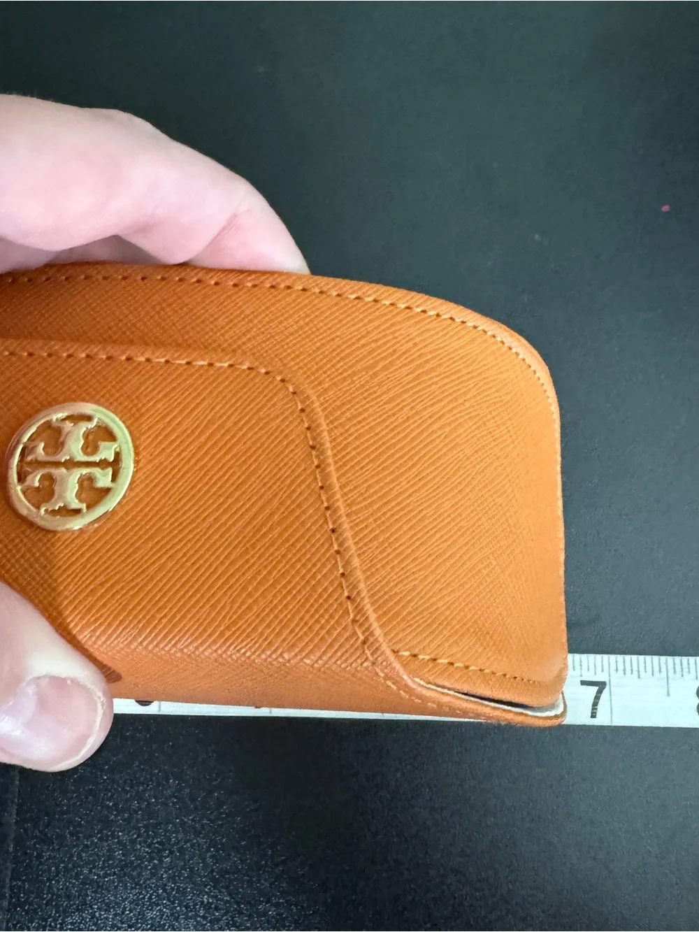 Tory Burch Orange Sunglasses case with Gold Emblem Medallion